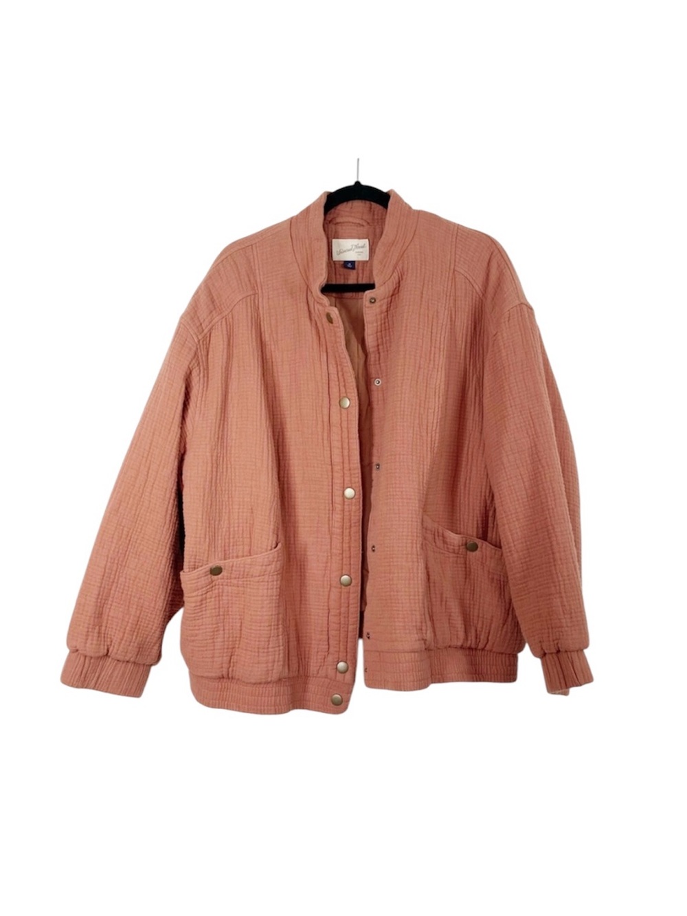Universal Thread Jacket Bomber Snap Front Pocket Textured Knit
